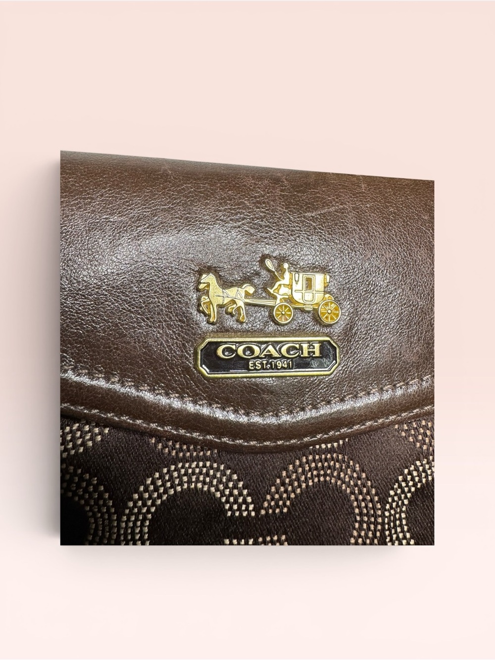 Coach Madison Signature Op Art Dotted Trifold Wallet - Picture 6 of 9